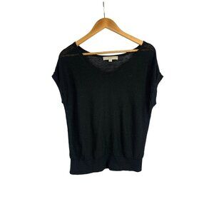 Loft Black Knit Linen/Rayon Blend Womens Top L